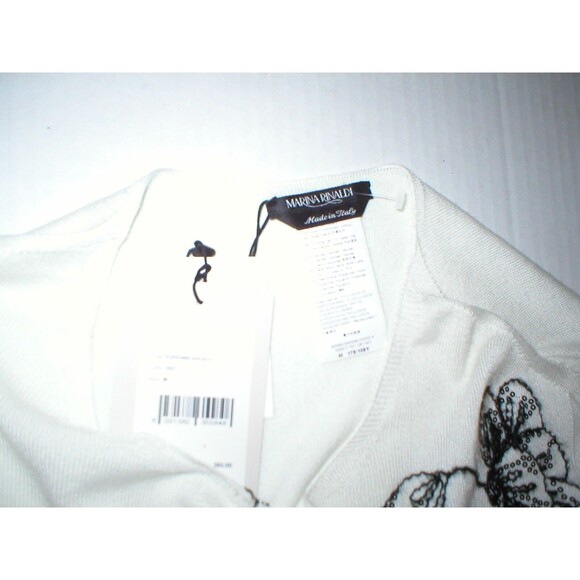 New NWT $395 Womens Max Mara Marina Rinaldi Cardigan Sweater M White Black Italy - Picture 7 of 12